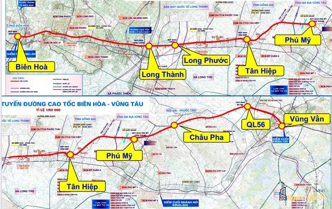 Các nút giao cao tốc Biên Hòa - Vũng Tàu đi qua