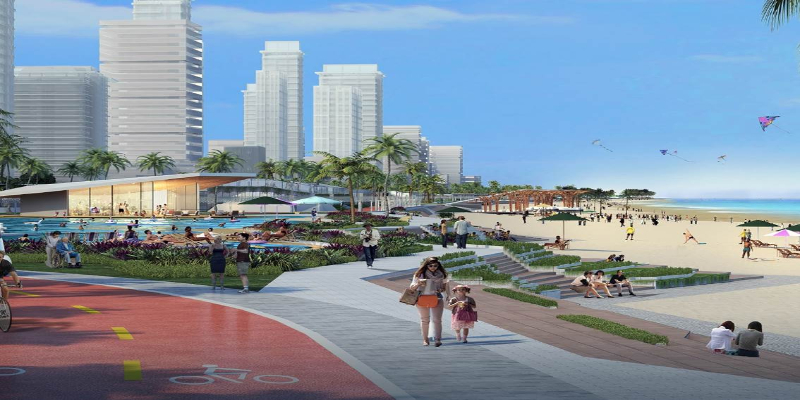 Phối cảnh khu vui chơi cạnh bờ biển