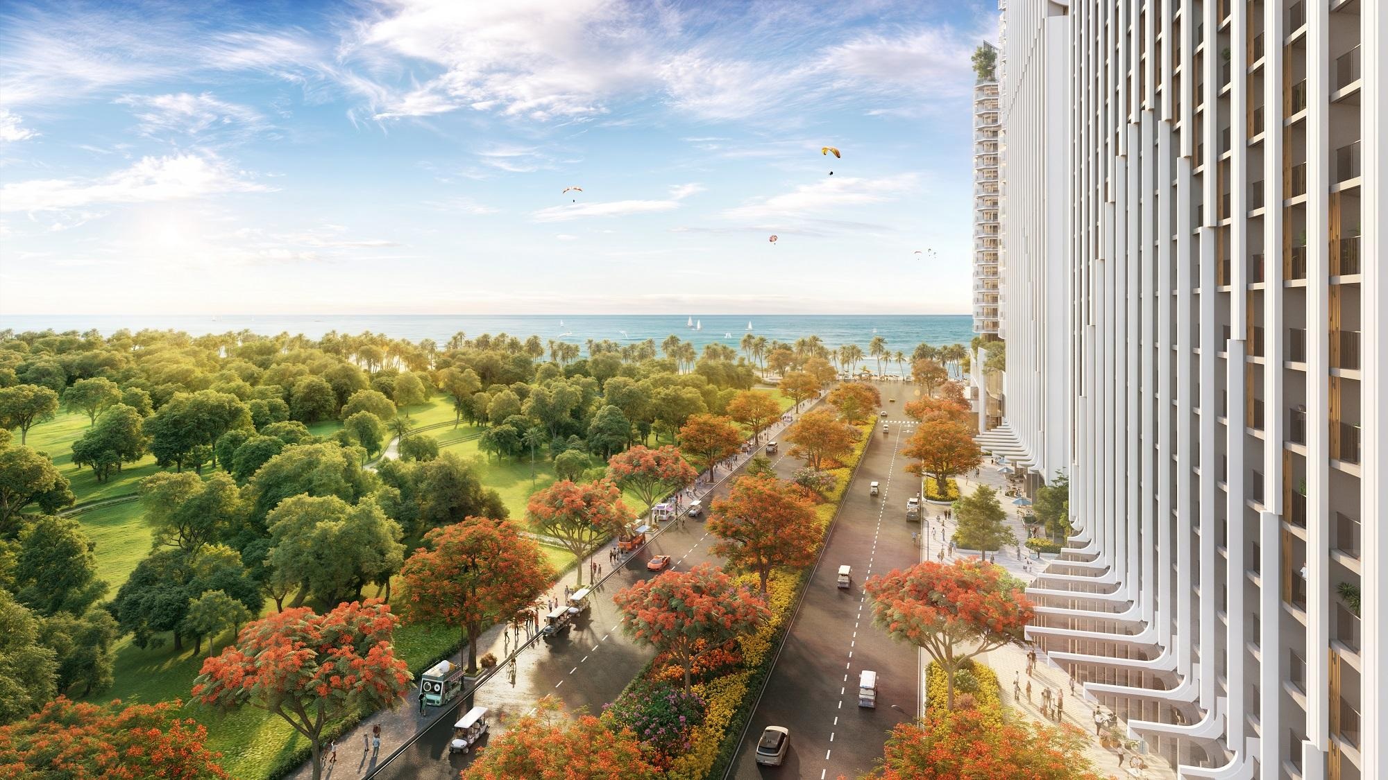 Dự án sở hữu tọa độ trước biển - sau phố (Ảnh phối cảnh dự án).